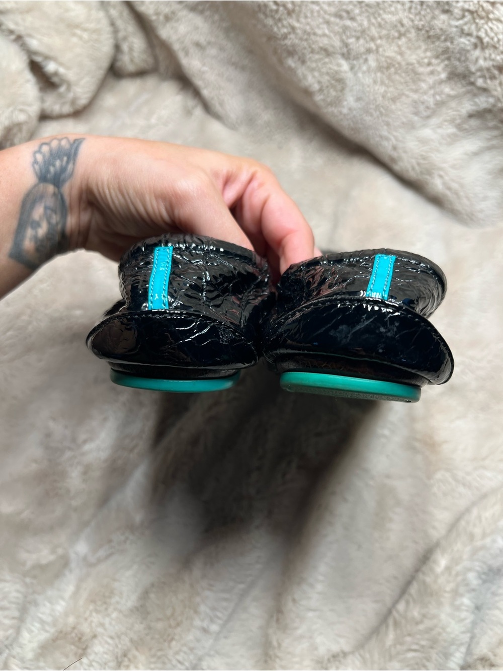 Tieks Obsidian Black Croc patent leather ballet flats size 8 - Picture 5 of 6
